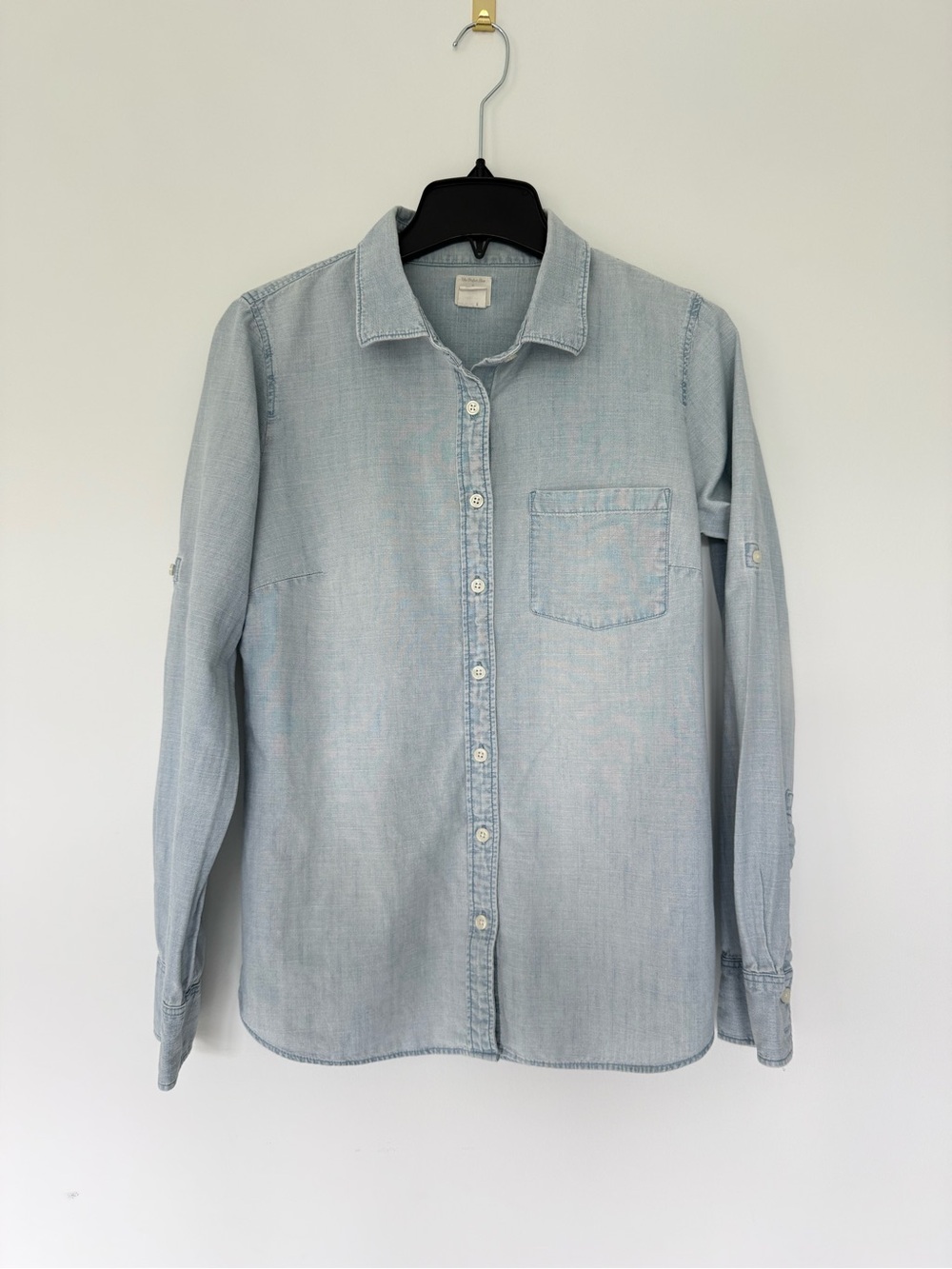 J.Crew Chambray Denim Button Down Shirt Classic Blue Women’s Size Small